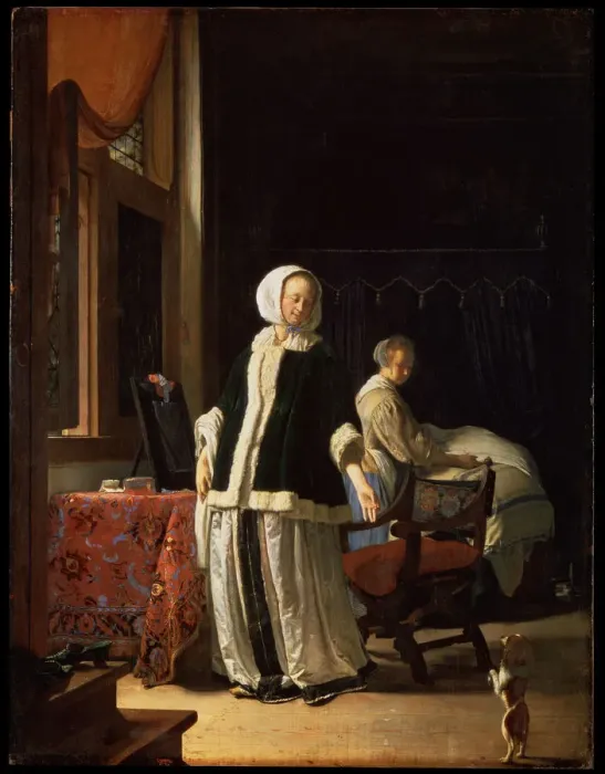 Framed Print : Morning of a Young Lady, c1660. Artist: Frans van Mieris Framed Print : Morning of a Young Lady, c1660. Artist: Frans van Mieris
