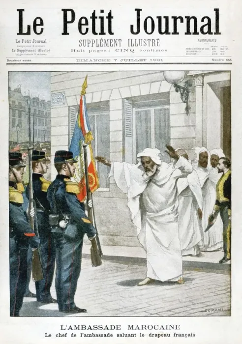Framed Print : Moroccan Embassy, The chief ambassador saluting the French flag, 1901 Framed Print : Moroccan Embassy, The chief ambassador saluting the French flag, 1901