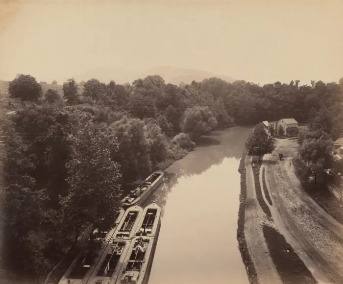 Framed Print : Morris Canal From Greens Bridge, c. 1895. Creator: William H Rau Framed Print : Morris Canal From Greens Bridge, c. 1895. Creator: William H Rau