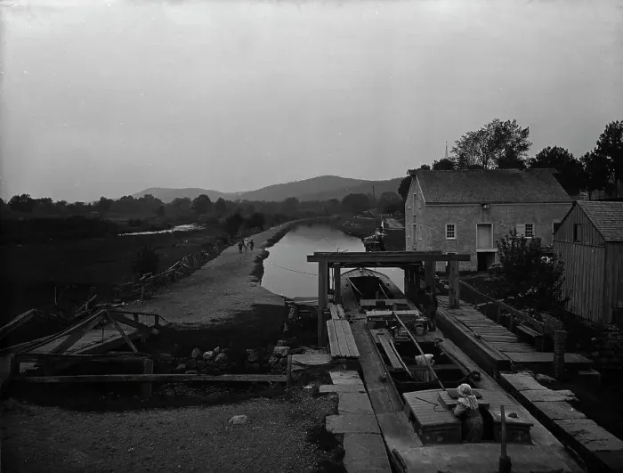Framed Print : Morris and Essex Canal at Waterloo, N.J. c1900. Creator: Unknown Framed Print : Morris and Essex Canal at Waterloo, N.J. c1900. Creator: Unknown