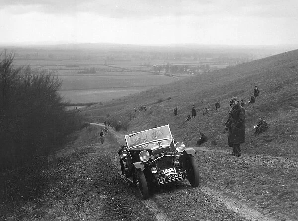 Morris Minor 2-seater competing in a trial, Crowell Hill, Chinnor, Oxfordshire, 1930s
