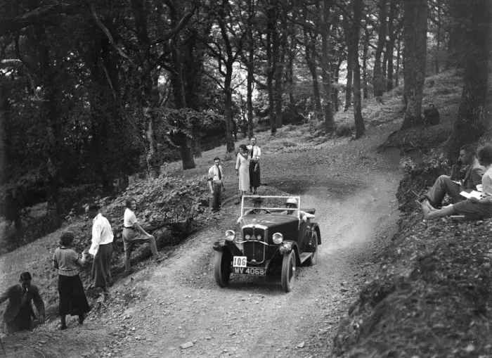 Framed Print : Morris Minor taking part in the B&HMC Brighton-Beer Trial, Fingle Bridge Hill, Devon, 1934 Framed Print : Morris Minor taking part in the B&HMC Brighton-Beer Trial, Fingle Bridge Hill, Devon, 1934