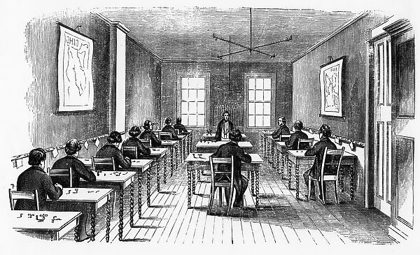 Morse telegraph operating room, Cincinnati, Ohio, USA, 1859