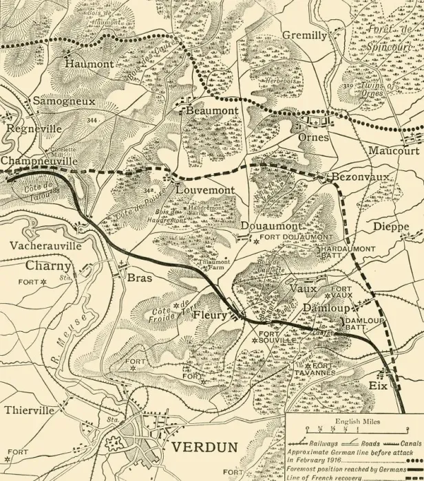 Framed Print : The Mort Homme Area and the Defences on the West Side of the Meuse, 1916, (c1920) Framed Print : The Mort Homme Area and the Defences on the West Side of the Meuse, 1916, (c1920)