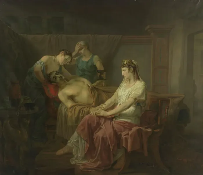 Framed Print : The Mortally wounded Mark Anthony with Cleopatra, 1823-1825. Creator: Louis Moritz Framed Print : The Mortally wounded Mark Anthony with Cleopatra, 1823-1825. Creator: Louis Moritz