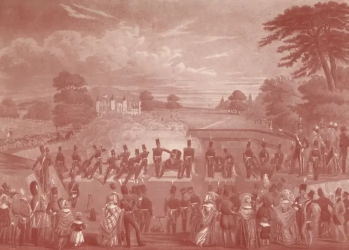 Framed Print : The Mortar Battery at Woolwich, 1847 (1909). Artist: Charles Hunt Framed Print : The Mortar Battery at Woolwich, 1847 (1909). Artist: Charles Hunt