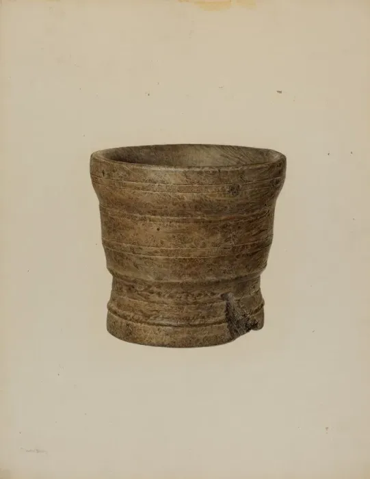 Framed Print : Mortar, c. 1940. Creator: Hester Duany Framed Print : Mortar, c. 1940. Creator: Hester Duany