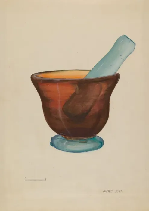 Framed Print : Mortar and Pestle, 1935 / 1942. Creator: Janet Riza Framed Print : Mortar and Pestle, 1935 / 1942. Creator: Janet Riza