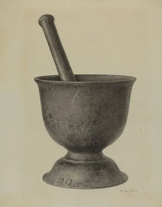 Framed Print : Mortar and Pestle, c. 1941. Creator: Maurice Van Felix Framed Print : Mortar and Pestle, c. 1941. Creator: Maurice Van Felix