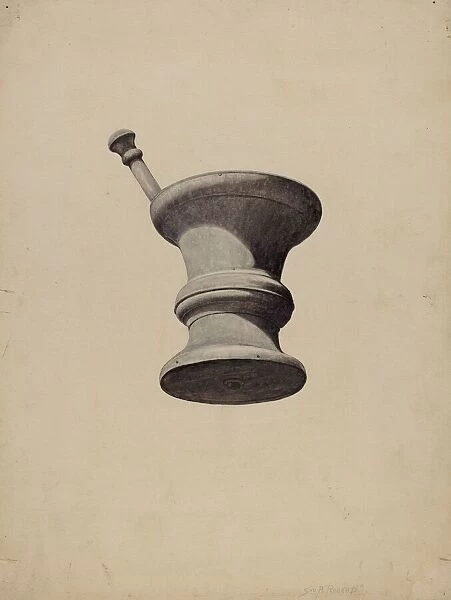 Mortar and Pestle Sign, c. 1939. Creator: Sydney Roberts