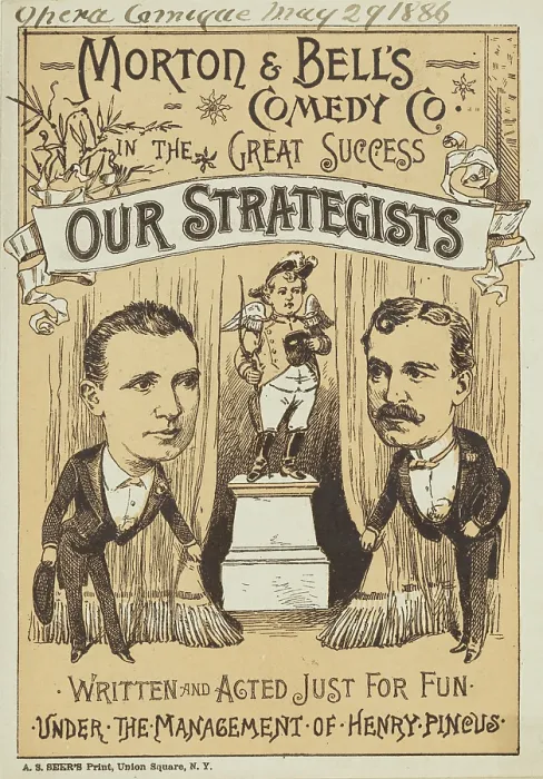 Framed Print : Morton & Bell's Comedy Co. in the Great Success, 'Our Strategists', 1886. Creator: Unknown. Morton & Bell's Comedy Co Framed Print : Morton & Bell's Comedy Co. in the Great Success, 'Our Strategists', 1886. Creator: Unknown. Morton & Bell's Comedy Co