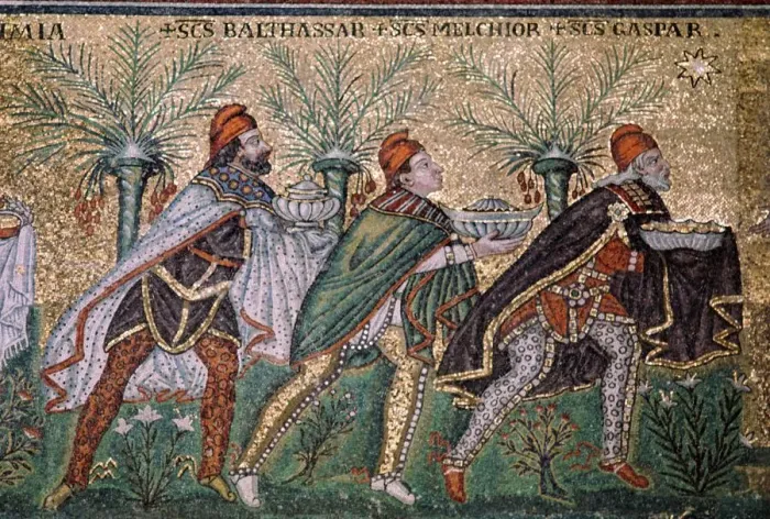 Framed Print : Mosaic of the adoration of the magi, 6th century Framed Print : Mosaic of the adoration of the magi, 6th century