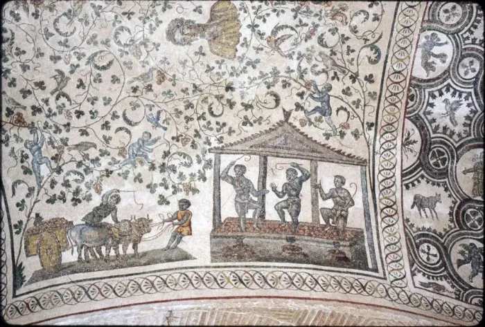 Framed Print : Mosaic detail in ambulatory of Santa Constanza church, Rome, 4th century Framed Print : Mosaic detail in ambulatory of Santa Constanza church, Rome, 4th century