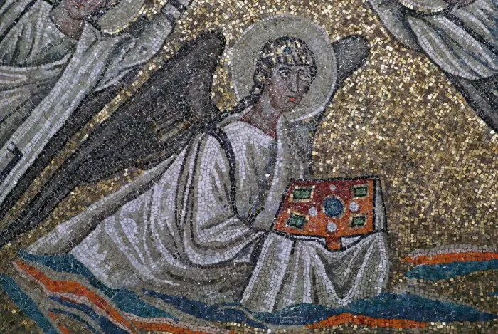 Framed Print : Mosaic of an angel, 6th century Framed Print : Mosaic of an angel, 6th century