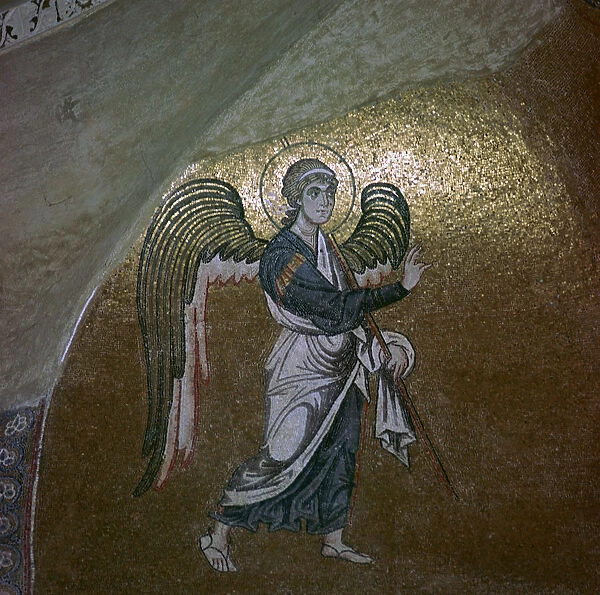 Mosaic detail of the angel Gabriel, 11th century