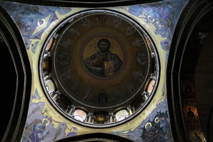 Framed Print : Mosaic of Christ Pantocrator, Basilica of the Holy Sepulchre, Jerusalem, Israel, 2014. Creator: LTL Framed Print : Mosaic of Christ Pantocrator, Basilica of the Holy Sepulchre, Jerusalem, Israel, 2014. Creator: LTL