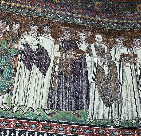 Mosaic of the Emperor Justinian and his court, 6th century