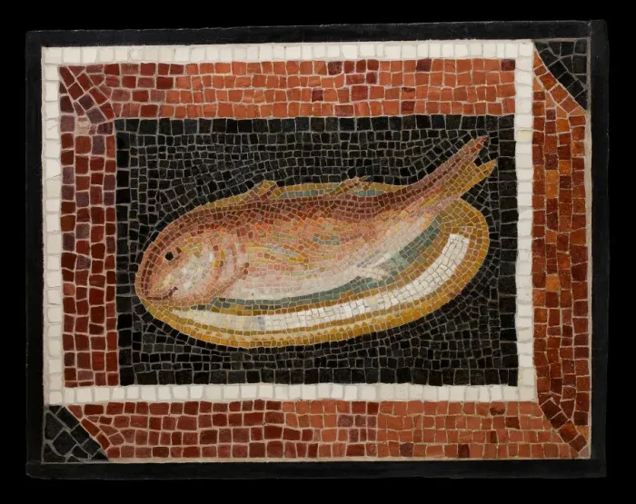 Framed Print : Mosaic Floor Panel Depicting a Fish on a Platter, 2nd century. Creator: Unknown Framed Print : Mosaic Floor Panel Depicting a Fish on a Platter, 2nd century. Creator: Unknown