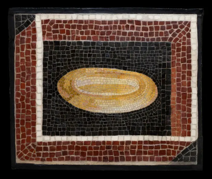 Framed Print : Mosaic Floor Panel Depicting a Loaf of Bread or a Platter, 2nd century. Creator: Unknown Framed Print : Mosaic Floor Panel Depicting a Loaf of Bread or a Platter, 2nd century. Creator: Unknown