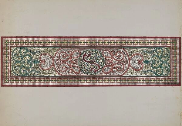 Mosaic Pattern in Doorstep, c. 1936. Creator: Ellen Duncan