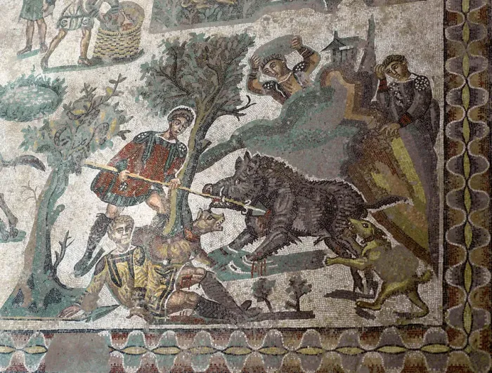 Framed Print : Mosaic in the Roman Villa of Casale, near Piazza Armerina, Sicily, Italy Framed Print : Mosaic in the Roman Villa of Casale, near Piazza Armerina, Sicily, Italy