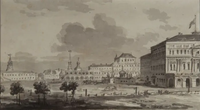 Framed Print : Moscow Kremlin before the construction of the Grand Kremlin Palace, 1817. Artist: Vorobyev, Maxim Nikiphorovich (1787-1855) Framed Print : Moscow Kremlin before the construction of the Grand Kremlin Palace, 1817. Artist: Vorobyev, Maxim Nikiphorovich (1787-1855)