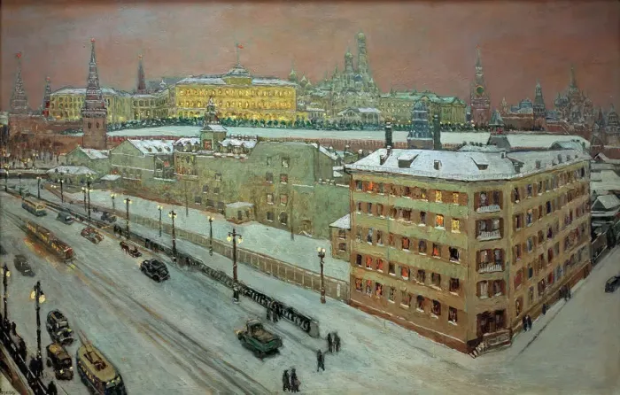 Framed Print : Moscow at night, 1939. Creator: Vogeler, Heinrich (1872-1942) Framed Print : Moscow at night, 1939. Creator: Vogeler, Heinrich (1872-1942)