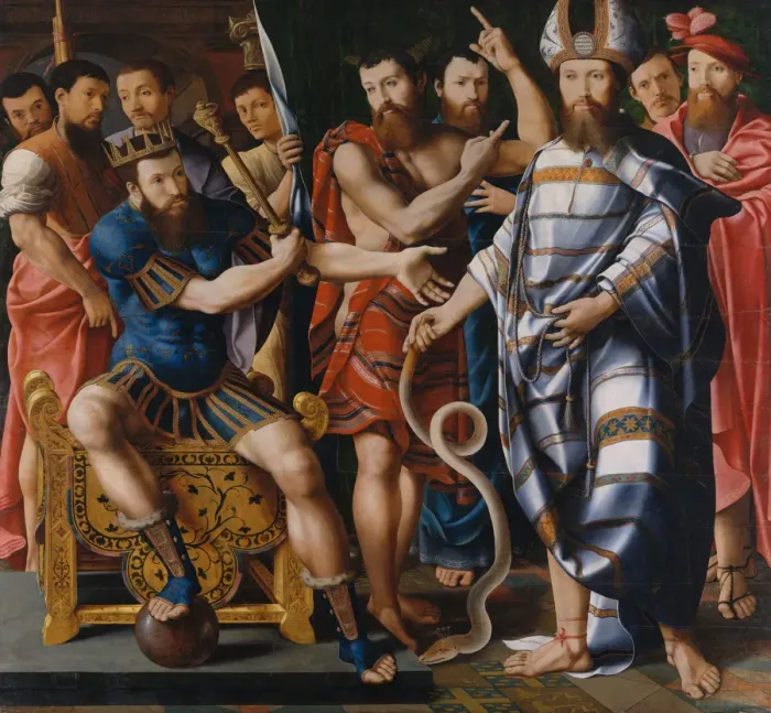 Framed Print : Moses and Aaron before Pharaoh: An Allegory of the Dinteville Family, 1537. Creator Framed Print : Moses and Aaron before Pharaoh: An Allegory of the Dinteville Family, 1537. Creator
