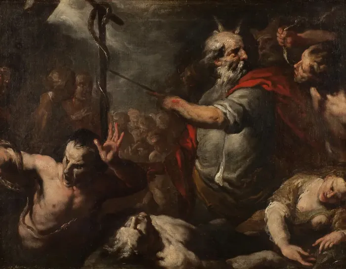 Framed Print : Moses and the Brazen Serpent, 17th century. Creator: Unknown Framed Print : Moses and the Brazen Serpent, 17th century. Creator: Unknown