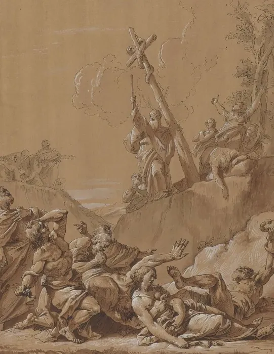 Framed Print : Moses and the Brazen Serpent, 18th century. Creator: Francesco Fontebasso Framed Print : Moses and the Brazen Serpent, 18th century. Creator: Francesco Fontebasso