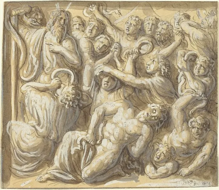 Framed Print : Moses and the Brazen Serpent. Creator: Luigi Ademollo Framed Print : Moses and the Brazen Serpent. Creator: Luigi Ademollo