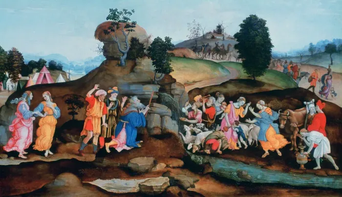 Framed Print : Moses Brings forth Water out of the Rock, c1500. Artist: Filippino Lippi Framed Print : Moses Brings forth Water out of the Rock, c1500. Artist: Filippino Lippi