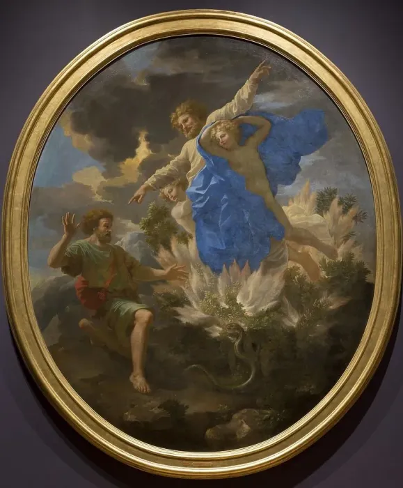 Framed Print : Moses and the Burning Bush, 1641. Creator: Nicolas Poussin Framed Print : Moses and the Burning Bush, 1641. Creator: Nicolas Poussin
