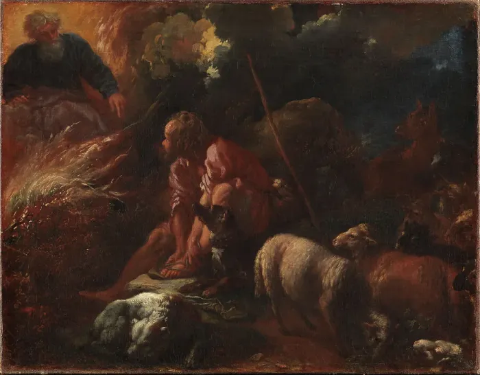Framed Print : Moses and the Burning Bush, 1645-1691. Creator: Livio Mehus Framed Print : Moses and the Burning Bush, 1645-1691. Creator: Livio Mehus