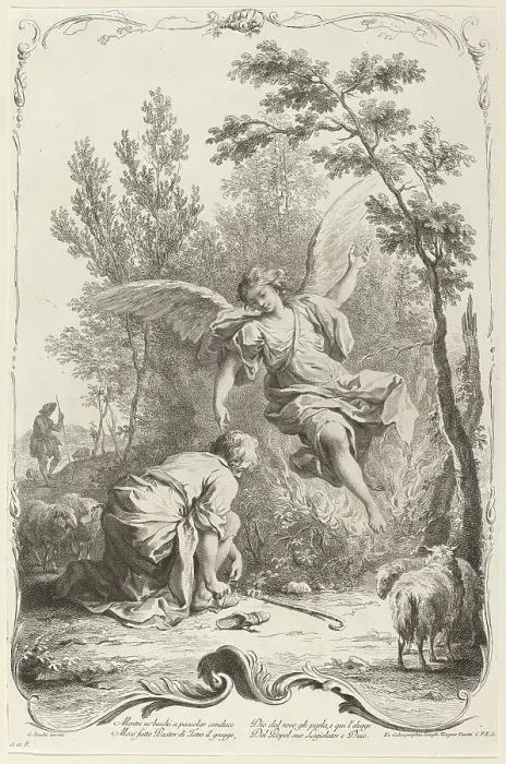Framed Print : Moses and the Burning Bush, c. 1745. Creator: Joseph Wagner Framed Print : Moses and the Burning Bush, c. 1745. Creator: Joseph Wagner