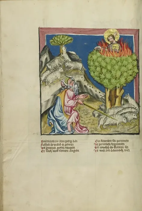 Framed Print : Moses and the Burning Bush; Weltchronik, about 1400-1410. Creator: Unknown Framed Print : Moses and the Burning Bush; Weltchronik, about 1400-1410. Creator: Unknown