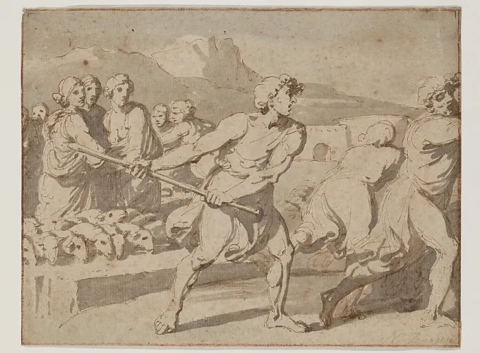 Framed Print : Moses and the Daughters of Jethro, between 1775 and 1780. Creator: Louis Adrien Masreliez Framed Print : Moses and the Daughters of Jethro, between 1775 and 1780. Creator: Louis Adrien Masreliez