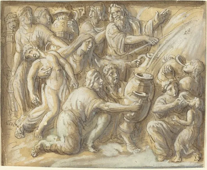 Framed Print : Moses Drawing Water From the Rock. Creator: Luigi Ademollo Framed Print : Moses Drawing Water From the Rock. Creator: Luigi Ademollo