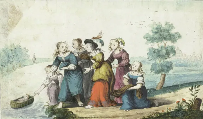 Framed Print : Moses is found, 1655. Creator: Gesina ter Borch Framed Print : Moses is found, 1655. Creator: Gesina ter Borch