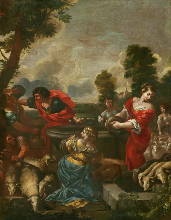 Framed Print : Moses and Jethro's daughters, 1650. Creator: Unknown. Moses and Jethro's daughters, 1650. Creator: Unknown Framed Print : Moses and Jethro's daughters, 1650. Creator: Unknown. Moses and Jethro's daughters, 1650. Creator: Unknown