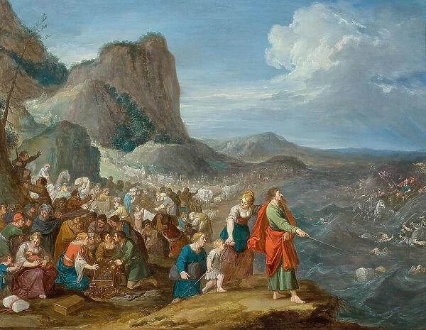Moses parting the waters of the Red Sea, First Half of 17th cen.. Creator: Jordaens, Hans III (1590-1643)