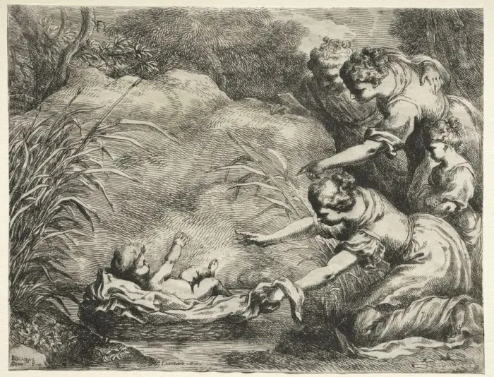 Framed Print : Moses Saved from the Nile. Creator: Bartolomeo Biscaino (Italian, 1632-1657) Framed Print : Moses Saved from the Nile. Creator: Bartolomeo Biscaino (Italian, 1632-1657)