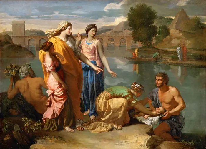 Framed Print : Moses Saved from the Water. Artist: Poussin, Nicolas (1594-1665) Framed Print : Moses Saved from the Water. Artist: Poussin, Nicolas (1594-1665)