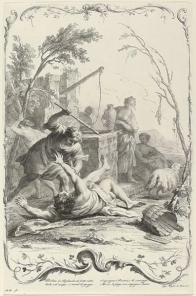 Moses Striking a Shepherd, c. 1745. Creator: Joseph Wagner