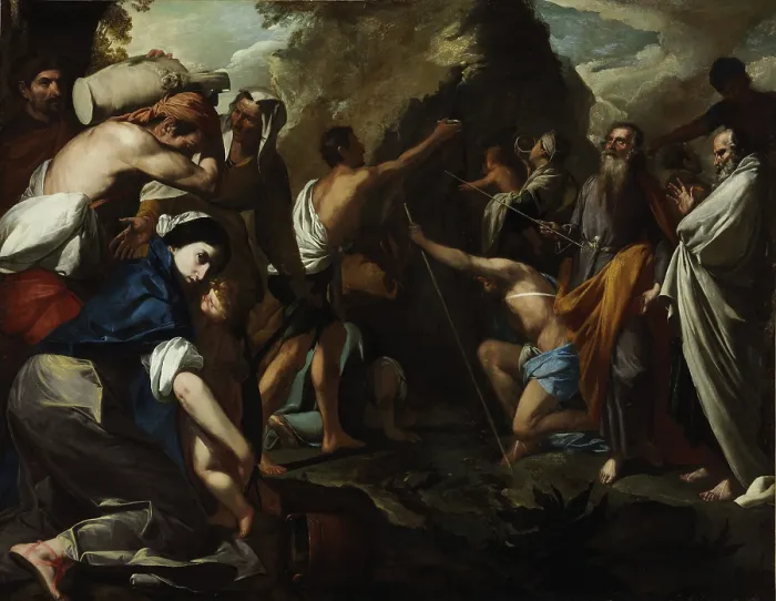 Framed Print : Moses Striking Water from the Rock, 1640-1645. Creator: Bellis, Antonio de (c. 1616-c. 1660) Framed Print : Moses Striking Water from the Rock, 1640-1645. Creator: Bellis, Antonio de (c. 1616-c. 1660)