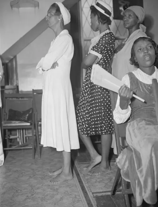 Framed Print : As in Moses time, members of the St. Martins Spiritual Church remove... Washington, D.C. 1942. Creator: Gordon Parks Framed Print : As in Moses time, members of the St. Martins Spiritual Church remove... Washington, D.C. 1942. Creator: Gordon Parks