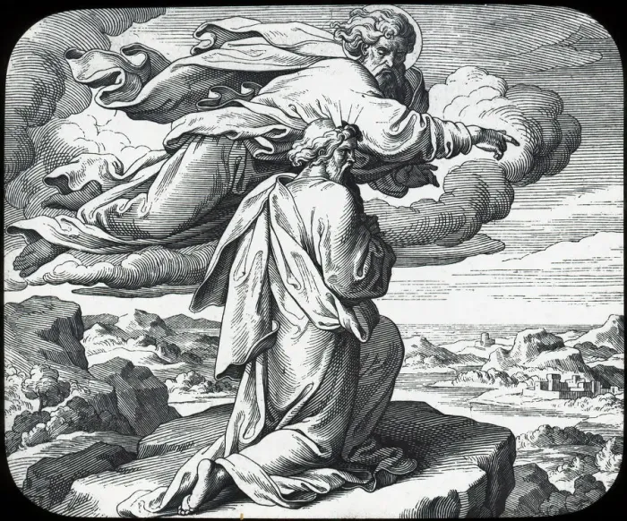 Framed Print : Moses views the land of Israel, 19th century. Artist: Julius Schnorr von Carolsfeld Framed Print : Moses views the land of Israel, 19th century. Artist: Julius Schnorr von Carolsfeld