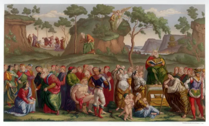Framed Print : Mosess Testament and Death, 1481-1482 (1870). Artist: Franz Kellerhoven Framed Print : Mosess Testament and Death, 1481-1482 (1870). Artist: Franz Kellerhoven