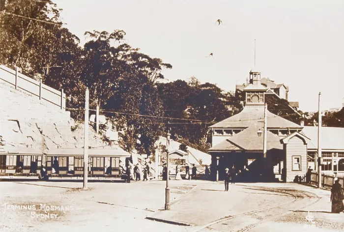 Framed Print : Mosman tram terminus at Mosman Bay, 1907. Creator: Unknown Framed Print : Mosman tram terminus at Mosman Bay, 1907. Creator: Unknown