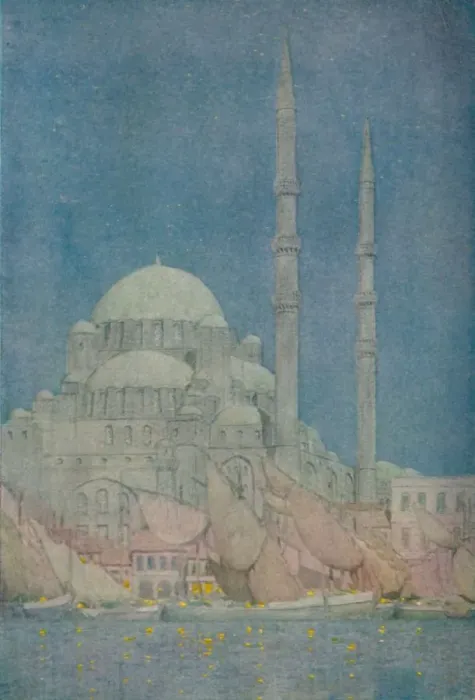 Framed Print : The Mosque of the Yeni-Valide-Jamissi, Constantinople, 1913. Artist: Jules Guerin